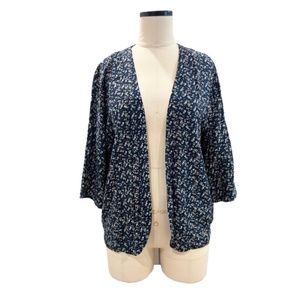 ONLY Dark Blue Floral Kimono Style Jacket Sz 36